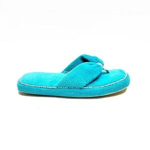 Vintage 1990s deadstock turquoise terrycloth thong style platform slippers